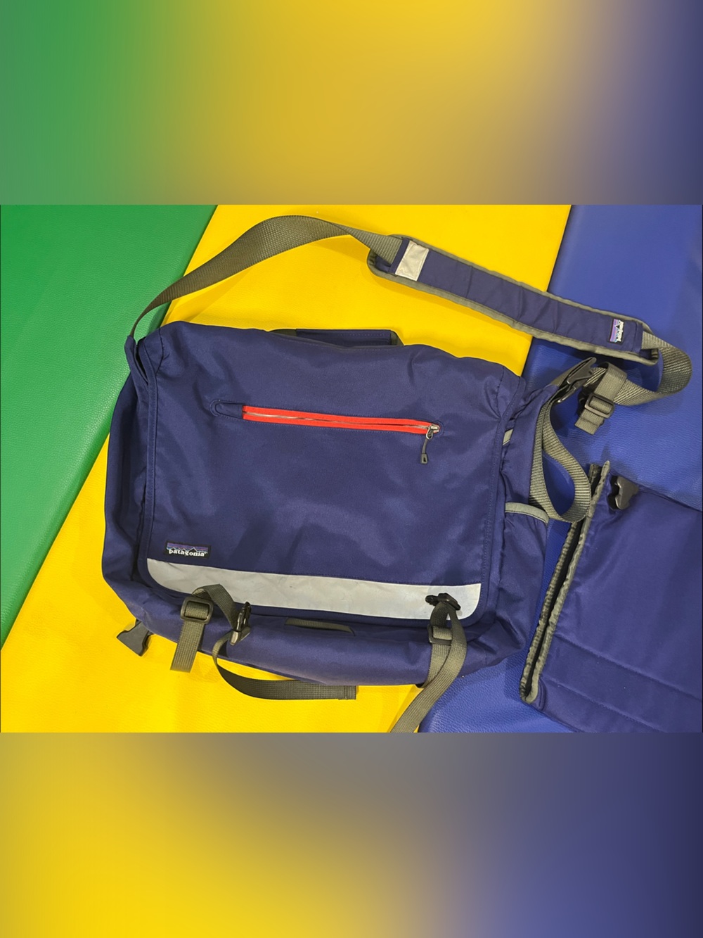 Patagonia Navy Messenger Bag with Red Accent - computer laptop